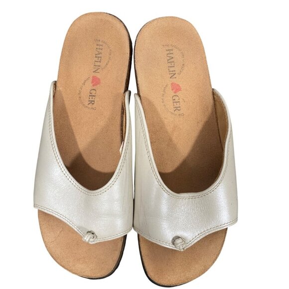 Haflinger Womens Leather Slip-On Sandals With Cork Footbed & Rubber Sole Size 38 - Picture 1 of 11